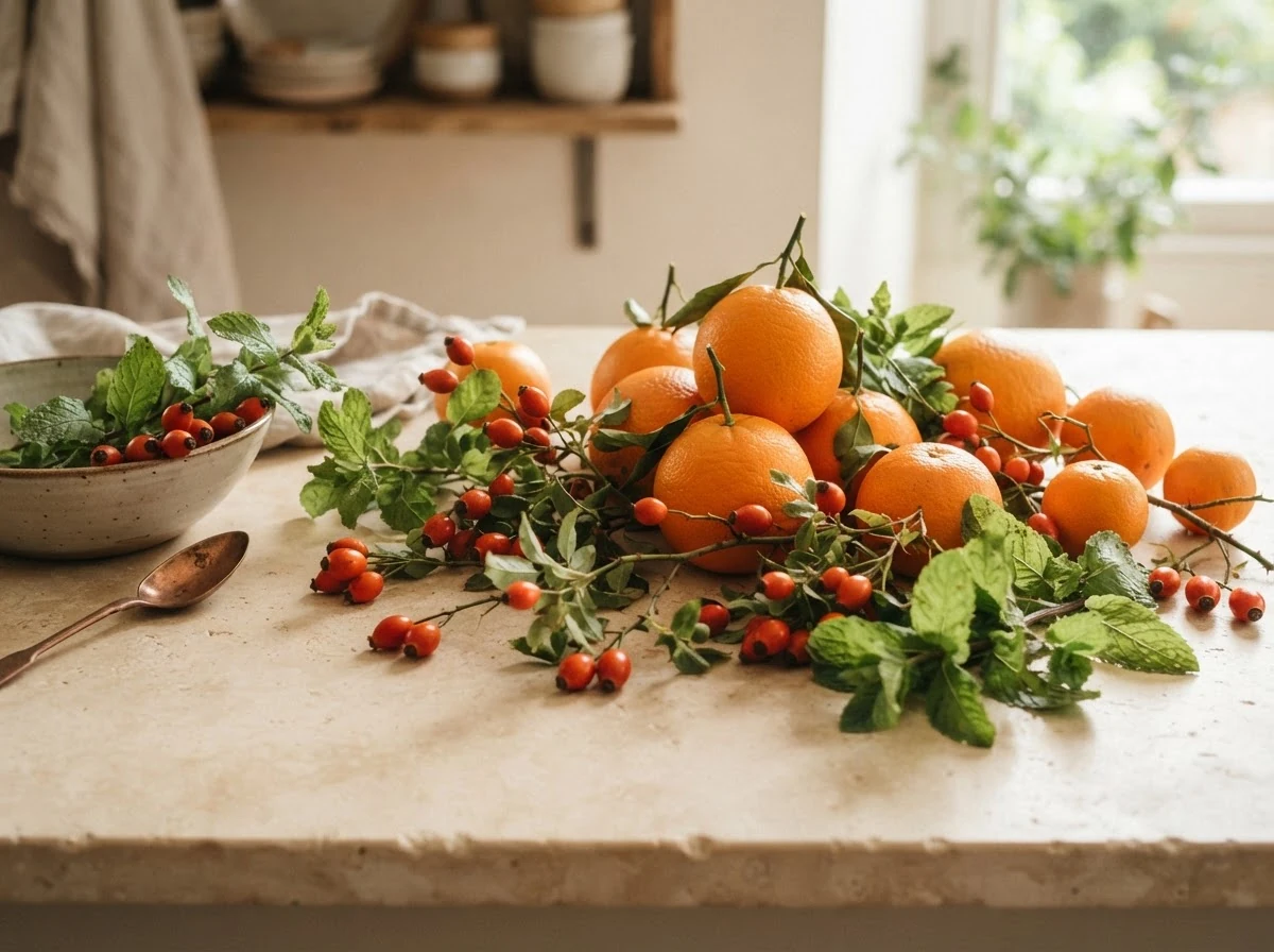 Citrusvruchten en bladeren voor vitamine C